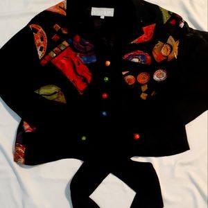 Black multi colored top